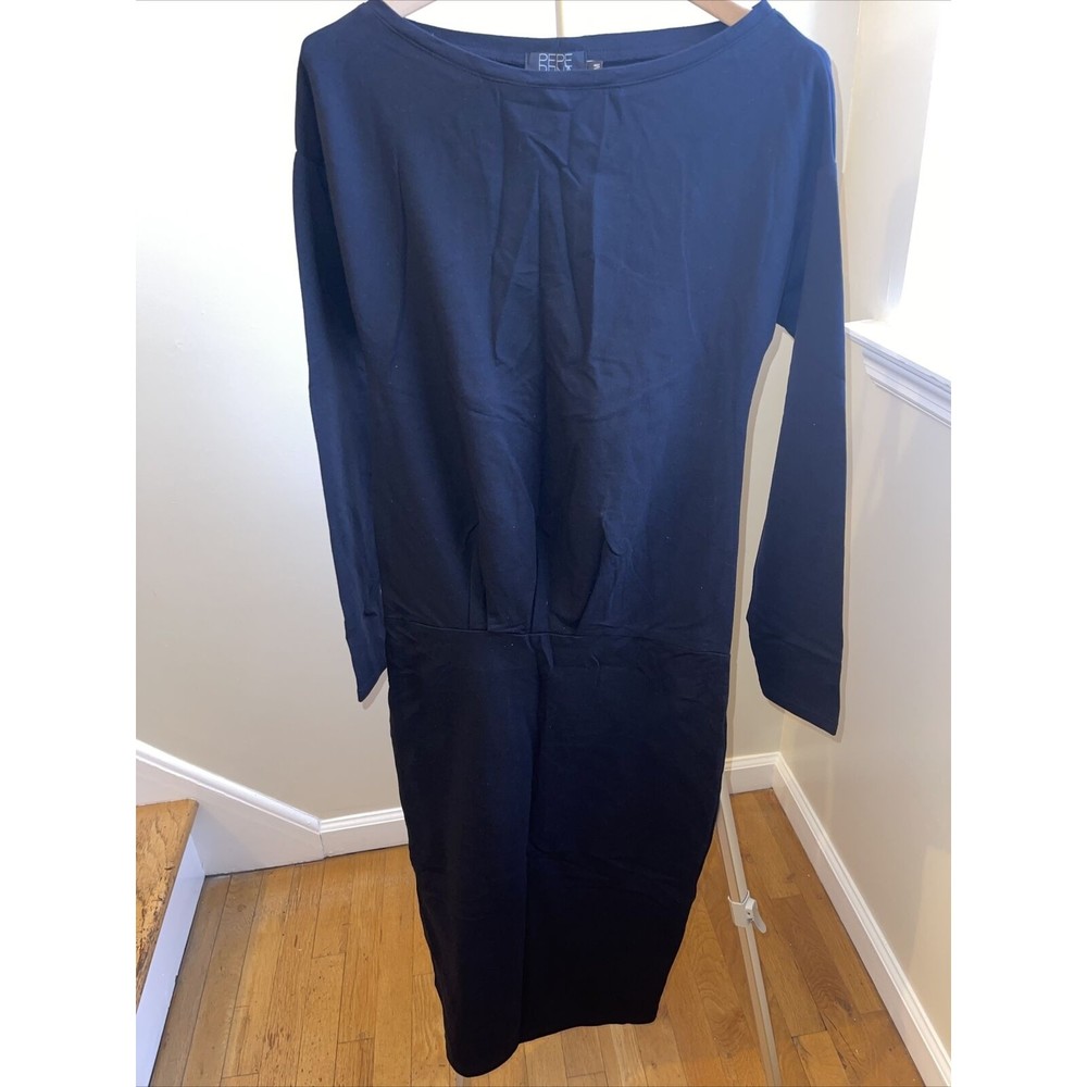 NWT Pepe Runa Midi Below Knee Long Sleeve Black Dress Size Medium